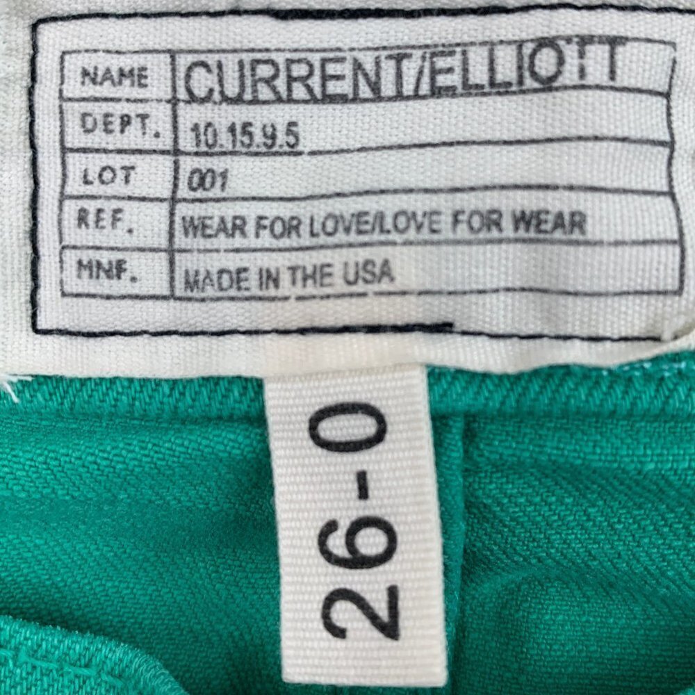Current/Elliott The Beatnik Faded Kelly Green/Alpine Cropped Jeans Women's SZ 26 - Picture 6 of 10